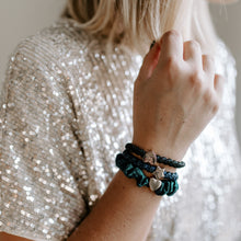 Load image into Gallery viewer, Forest Nights Silk Scrunchie & Bangle Band Set