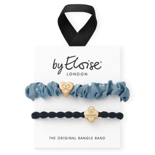 Load image into Gallery viewer, Blue Hues Silk Scrunchie & Bangle Band Set