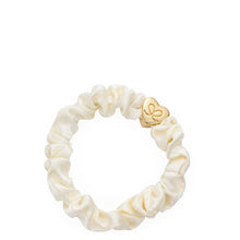 Load image into Gallery viewer, Silk Scrunchie Gold Heart - Cream White - Cie Luxe | Your Life Styled