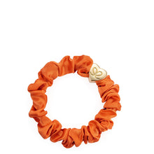 Load image into Gallery viewer, Silk Scrunchie Gold Heart - Orange Peel - Cie Luxe | Your Life Styled