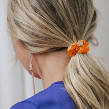 Load image into Gallery viewer, Silk Scrunchie Gold Heart - Orange Peel - Cie Luxe | Your Life Styled