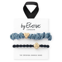 Load image into Gallery viewer, Blue Hues Silk Scrunchie &amp; Bangle Band Set