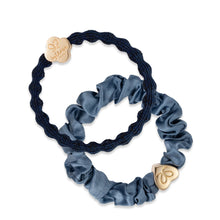 Load image into Gallery viewer, Blue Hues Silk Scrunchie &amp; Bangle Band Set
