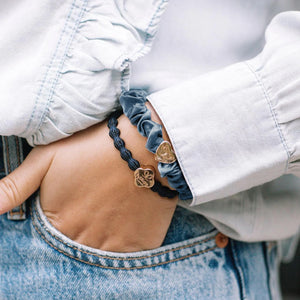 Blue Hues Silk Scrunchie & Bangle Band Set