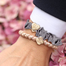 Load image into Gallery viewer, Silk Scrunchie Gold Heart - Grey - Cie Luxe | Your Life Styled