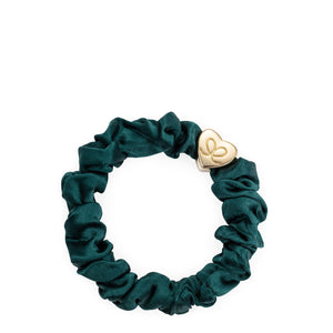 Silk Scrunchie Gold Heart - Chive Green