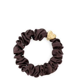 Silk Scrunchie Gold Heart - Mocha - Cie Luxe | Your Life Styled