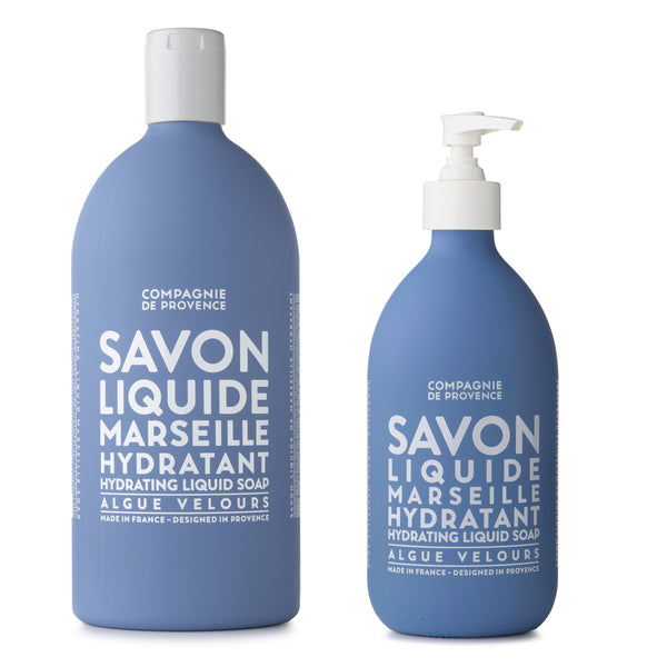 Hydrating Liquid Marseille Soap & Refill Set Velvet Seaweed Bundle