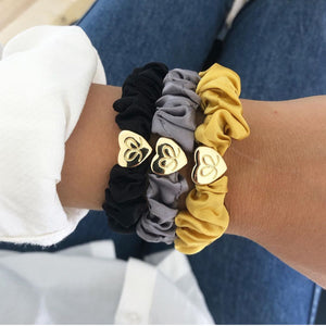 Silk Scrunchie Gold Heart - Black - Cie Luxe | Your Life Styled