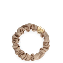 Load image into Gallery viewer, Silk Scrunchie Gold Heart - Sand - Cie Luxe | Your Life Styled