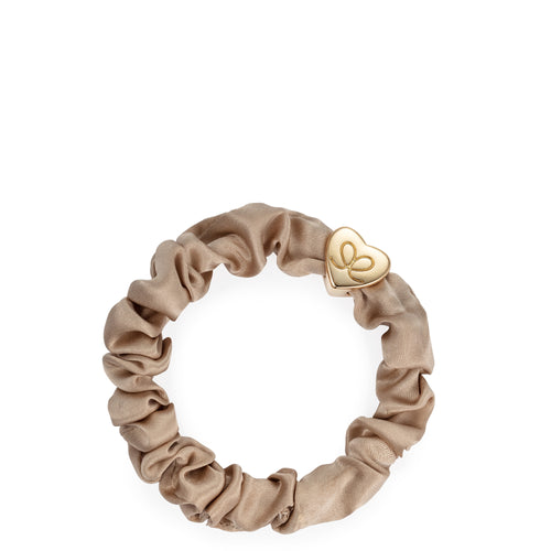 Silk Scrunchie Gold Heart - Sand - Cie Luxe | Your Life Styled