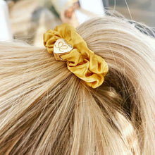 Load image into Gallery viewer, Silk Scrunchie Gold Heart - Mustard - Cie Luxe | Your Life Styled