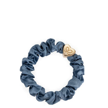 Load image into Gallery viewer, Silk Scrunchie Gold Heart - Faded Denim - Cie Luxe | Your Life Styled