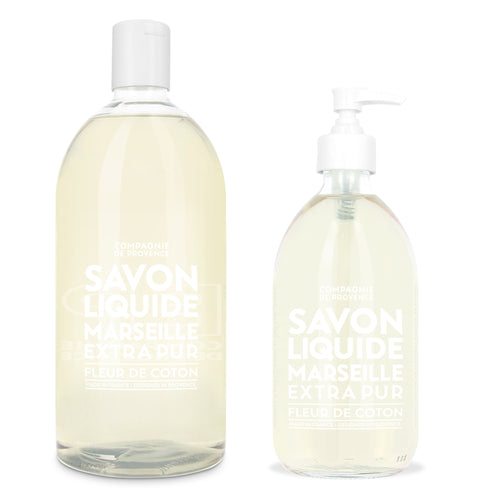 Liquid Marseille Soap & Refill Set - Cotton Flower - Cie Luxe | Your Life Styled