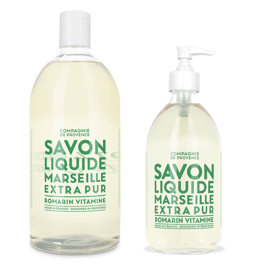 Liquid Marseille Soap and Refill Set - Revitalizing Rosemary